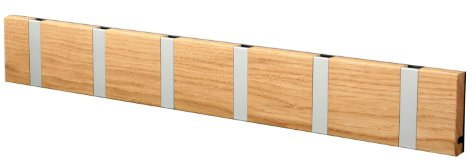 LoCa Garderobe Knax 6 Eiche geölt (Haken klappbar Alu) Garderoben-Leiste Kleiderhaken Flur modern Garderobenpaneel