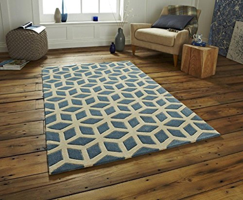 Think Rugs Rug, Acrylic, Teal/Beige, W150cm x L230cm