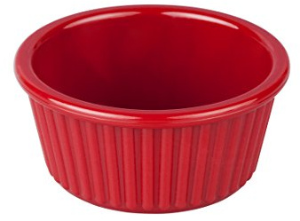 TemoPlast Fluted Polycarbonate Ramekins 7cm - 60ml Pack Quantity 10 Ramekins, Condiment Pots, Sauce-Jam Ramekins, Dip Bowls (Red)