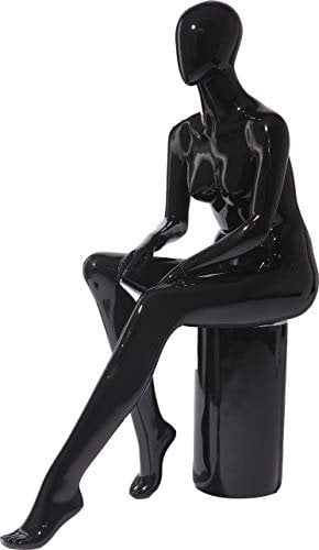 Eurohandisplay Joli mannequin de vitrine noir ou blanc brillant laqué Faceless sans visage (XF17-H femelle).