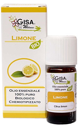 Gisa Wellness - LIMONE - Olio Essenziale Bio - 100% Puro e Naturale - [10ml] - Alimentare - Aromaterapia - Cura della Persona - Benessere - Made in Italy