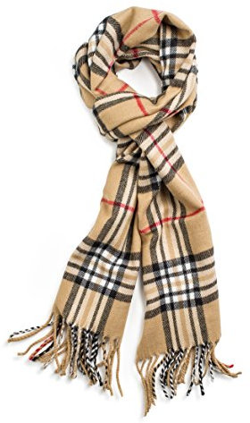 VERONZ Super weicher klassischer Winterschal mit Kaschmir-Haptik, Camel Plaid, 72x12