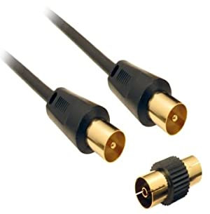 CDL Micro 5 m Gold Plated TV Aerial Cable (M-M) with Adapter (F-F) - Black