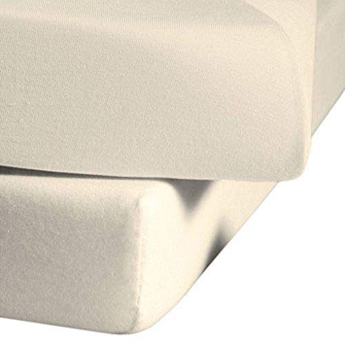 fleuresse Jenny C klassisches Jersey-Spannlaken, 100% Baumwolle, mit praktischem Rundumgummi, Fb. Creme, Größe 120 x 200 cm, auch passend für 110/130 x 200