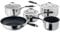 Stellar James Martin Set of 5 Stainless Steel Pans, 20cm, 18cm, 16cm Saucepans with Lids, 14cm Milk Pan, 24cm Non-Stick Frying Pan, Induction Ready, Oven Safe, Dishwasher Safe