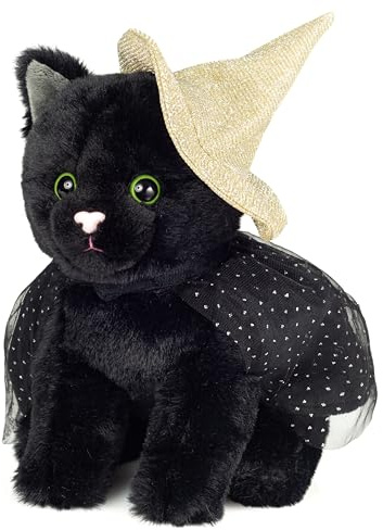 Teddy Hermann 94613 Halloween Katze 20 cm, Kuscheltier | Besonders flauschiger Premium-Plüsch, mit viel Liebe zum Detail, ab 18 Monaten, weicher Plüsch