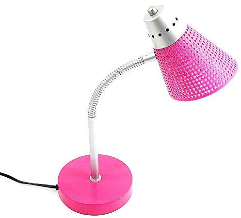 Tisch-Schreibtisch-Leuchte LISA Kuststoff-Schirm pink, Ständer Metall lackiert, H: 44cm, E27 max. 40W, Nachttisch-Kommode-Lampe (pink)