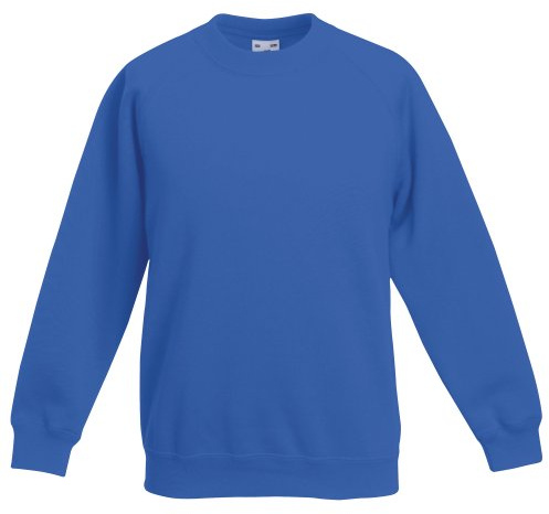 Fruit of the Loom Unisex Kids Raglan Classic Sweater, Royal, 5-6 Years (Manufacturer Size:26)