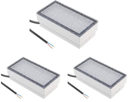 ledscom.de 3X LED Paving Stone Ground recessed Light CUS for Outdoors, IP67, Angular, 20 x 10cm, 2.8 W, 251lm, Warm White