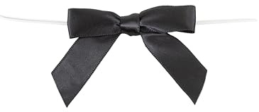 Reliant Ribbon 100 Piece Bow 2.5 Span X 1.75 Tails Twist Tie Ribbon, Black, 5/8