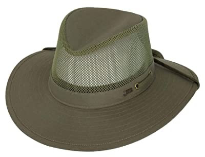 Outback Trading Men's 14726 River Guide II Canvas Breathable Moisture Wicking UPF 50 Outdoor Hat with 4 Mesh Crown, Olive, Small