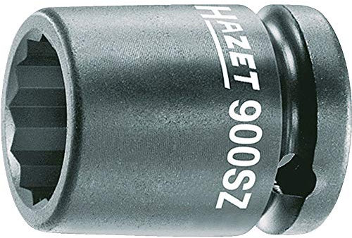 HAZET Schlag- Maschinenschrauber Steckschlüsseleinsatz 900SZ-14 I 12,5 mm Vierkantantrieb, 14 mm Schlüsselweite, mit Bohrung I Steck-Nuss phosphatiert und geölt für Maschinenbetätigung