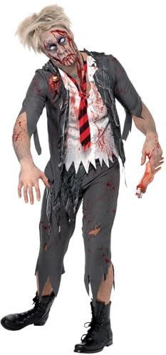 Zombiekostüm High School Horror Schuljunge Grau mit Jacke integriertem Hemd , Large