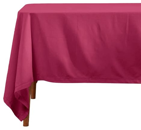 HOMESCAPES Purple Table Cloth, Plain Cotton Tablecloth, Square, Handcrafted & Durable Dining Table Cover with Hem Stitch, Hypoallergenic, Washable, Plum - 137 x 137cm