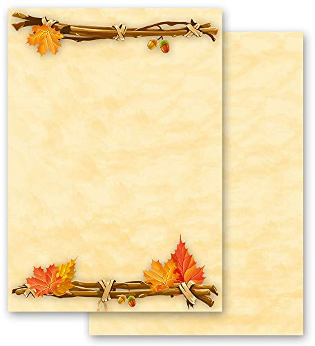 20 Blatt Briefpapier Jahreszeiten - Herbst HERBSTGOLD - DIN A4 Format - Paper-Media