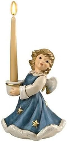 15cm Dekorationsfigur Engel mit Kerze-Himmlische Botschaft Farbe: Kristallblau