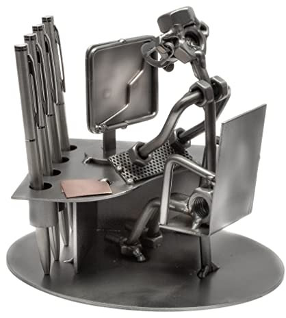 STEEMO Schraubenmännchen Büro PC Informatiker Geschenk Stifthalter 16x12x15 cm