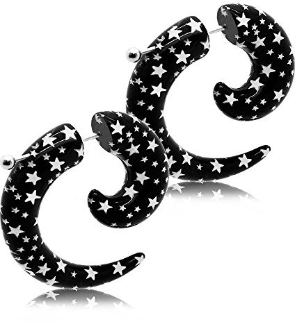 tumundo 1 Paire Faux Plugs Plug Fakeplugs Ecarteur Boucle d'Oreille Dilatateur Piercing 6mm Acrylique Animalprint Star, variant:Variante 6