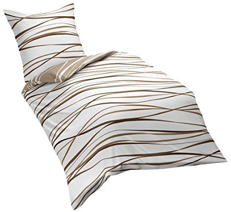 Kaeppel Wendebettwäsche Mako-Satin Natur-Hellbraun Größe 1x 135x200 cm + 1x 80x80 cm