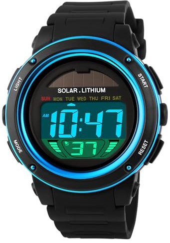 MASTOP Solar Watch Neutral LED Digital Watch Military Waterproof Sports Watch Black