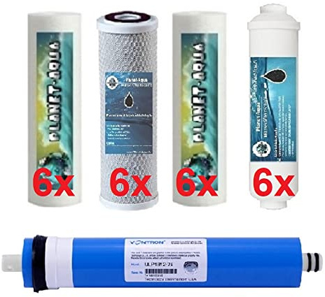 3 Jahres Ersatzfilterset mit 24 Patronen inkl. 75GPD Membrane für 5 Stufen Filteranlagen, Wasserfiltersysteme für Wasserfilter Osmoseanlagen und Trinkwasserfilter sowie Küchen Filter Systeme