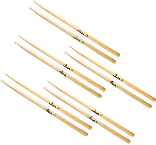 5 Paar XDrum Schlagzeug Sticks 5A Nylon Tip (tropfenförmiger Nylonkopf, Länge: ca. 405 mm)