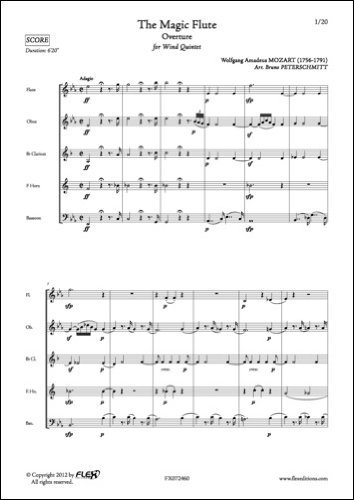 PARTITION CLASSIQUE - La Flûte Enchantée - Ouverture - W. A. MOZART - Quintette à Vent