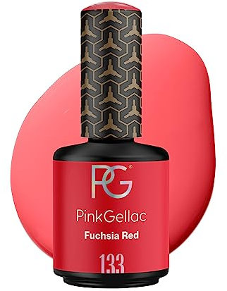 Pink Gellac UV Gel Nagellack - 133 Fuchsia Red 15 ml - Lang Anhaltend Shellac Nagellack Rot - Gel UV für 14 Tage Nägel in Salonqualität - Made in Holland