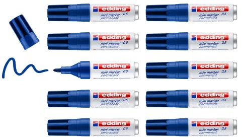 edding 0.5 mini Permanentmarker - karminrot - 10 Stifte - feine Rund-Spitze 1 mm - wasserfest, schnell-trocknend - wischfest - Mini-Marker für Karton, Kunststoff, Holz, Metall, Stein, Leinwand