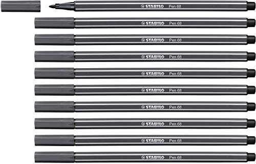 Stabilo Pen 68 - Pennarello Premium - Confezione da 10 - Grigio Freddo Profondo