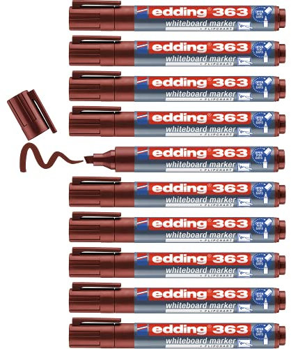 edding 363 Whiteboardmarker - braun - 10 Whiteboard Stifte - Keilspitze 1-5 mm - Boardmarker abwischbar - für Whiteboard, Flipchart, Magnettafel, Pinnwand, Memoboard - Sketchnotes