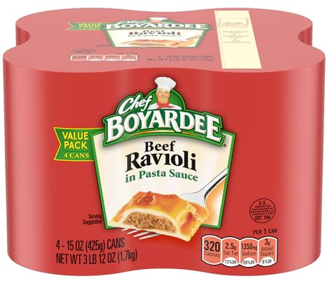 Chef Boyardee Beef Ravioli, 15 oz, 4 Pack