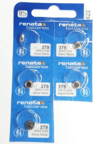 Pile de Montre de Renata Renata Fait-Swiss 379 ou SR521SW Or AG0 1.5V (5 x 379 ou SR 521 SW)