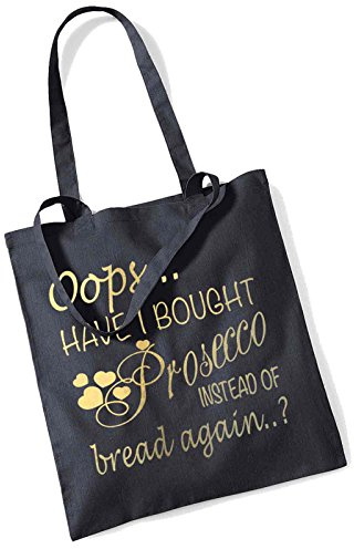 Oops Prosecco Einkaufstasche, Tasche Gr. Einheitsgröße, Schwarz/goldfarben