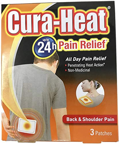 Cura-heat Back & Shoulder Pain Relief -3 Patches | Targeted Pain Relief | Relief Up To 24Hr | Penetrating Heat Action, blue