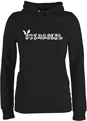 Pullover Damen Hoodie Frauen - Skiurlaub Apres Ski - Skihaserl - XL - Schwarz - apre skihasen Hoodies Skifahren Geschenke skifahr pullis apreski Skihase Pulli hüttengaudi hase Hoodys Skifahrer