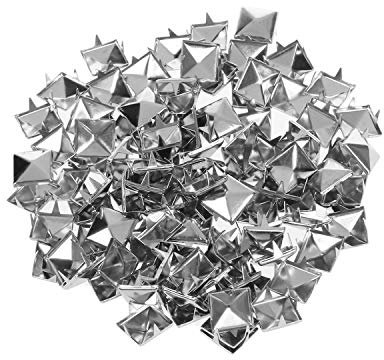 Rivets à clous carrés en argent/nickel pour vêtements en cuir, sacs, jeans, artisanat, clous pyramide punk pour décoration., argent/nickel 9 mm