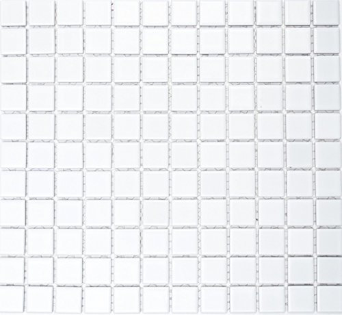 Mosaikfliese Keramik WEISS MATT Wand Fliesenspiegel Küche Bad Dusche MOS18-0111 | 10 Mosaikmatten