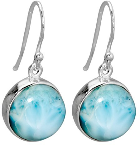 I-be,Larimar Edelstein Ohrringe 925 Silber, Länge: 3 cm im Geschenketui, 393011 S