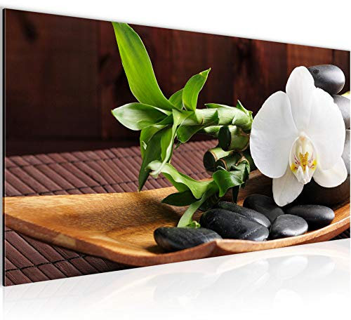 Runa Art Quadri Moderni Feng Shui Orchidea Tela Non Tessuta Soggiorno Corridoio Pietre Marrone Verde 502312a
