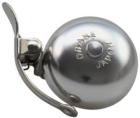 CRANE Bell Co. Fahrradklingel Mini Suzu W Steel Band Mount, Silber Matt, CR-MSZSB-SL, 45mm