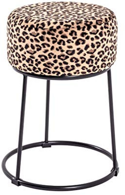 HAKU Möbel Hocker Motiv, schwarz, MDF, Metall, Textilgewebe - Maße: H 46 cm x Ø 30 cm, Style: Art Deco