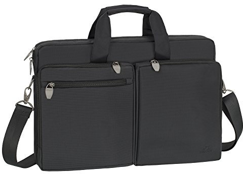 RIVACASE Laptoptasche für Natebooks bis 16 Zoll - Hochwertige Schultertasche mit einem extra Fach für ein Tablet bis 10.1 Zoll / Schwarz