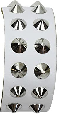 Freak Scene Lederarmband mit Spitznieten 2-reihig - weiß - Armband aus Leder