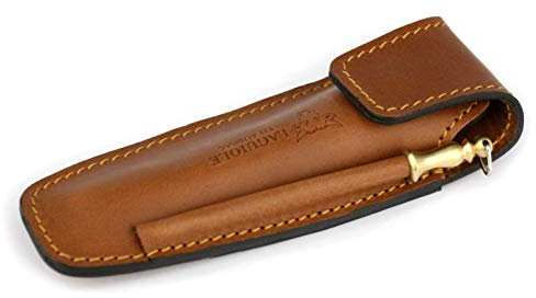 Laguiole en Aubrac EAF braunes Gürteletui aus Leder mit Schleifstab für EIN Taschenmesser