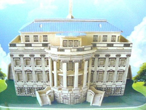 PUZZLE 3d: interamente in Legno - CASA BIANCA U.S.A. - Crea da te un oggetto tridimenzionale da decorare o lasciare grezzo - Composta da ben 4 Compensati pre-ritagliati - Costruiamo la Casa Bianca 3d interamente legno - Difficoltà MEDIA per Bambini >8anni