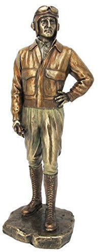 Unbekannt 2.Weltkrieg Pilot mit Kappe in Uniform Figur Skulptur bronz/coloriert Veronese