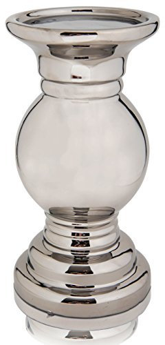 CHICCIE Keramik Kerzenhalter Racheal Silber 20cm - Kerzenständer Kerzenleuchter