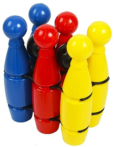 HTI Fun Sport 6x Skittles in Net | Great Kids Bowling Game Set Perfect For Children and Adults to Play