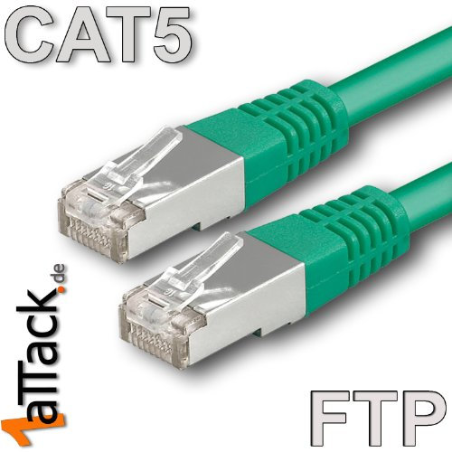 1aTTack – Cable de red FTP Cat 5e con 2 conectores RJ45 Verde 1 m